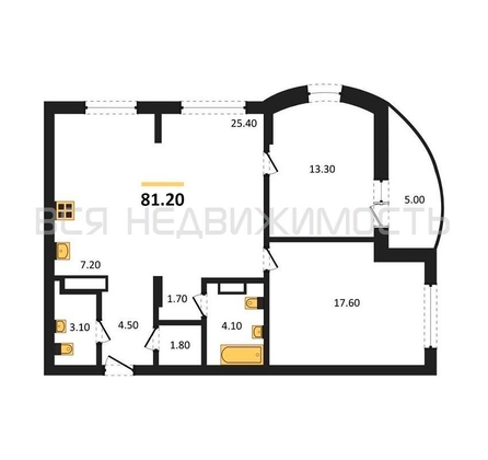 2-комнатная квартира, 81.2кв.м - изображение