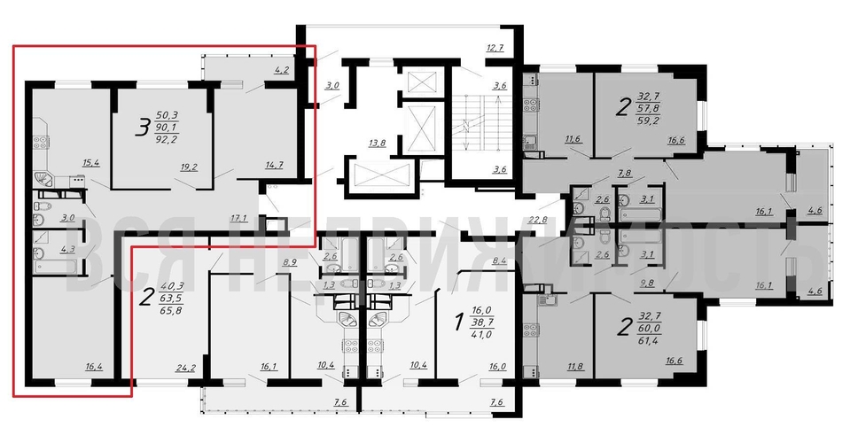 3-комнатная квартира, 91.3кв.м - изображение 1