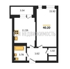 1-комнатная квартира, 40.2кв.м - изображение 1 1-комнатная квартира, 40.2кв.м - изображение 1