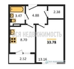 1-комнатная квартира, 33.78кв.м - изображение 1