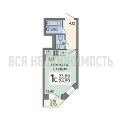 квартира-студия, 24,59кв.м. - изображение 1