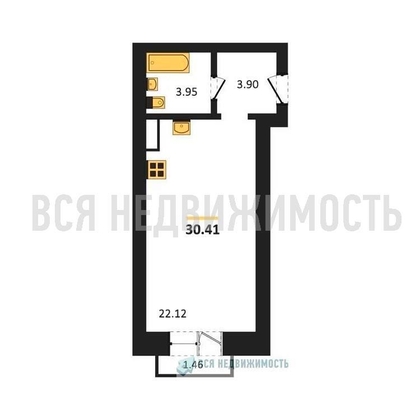 квартира-студия, 30,41кв.м. квартира-студия, 30,41кв.м. - изображение