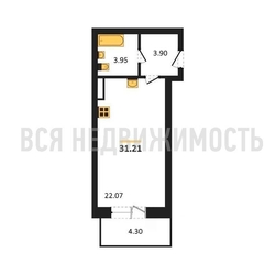 квартира-студия, 31,21кв.м. квартира-студия, 31,21кв.м. - изображение 1
