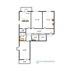 3-комнатная квартира, 100.85кв.м - изображение 1