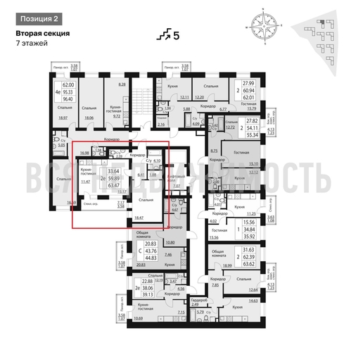 1-комнатная квартира, 62.72кв.м - изображение 1