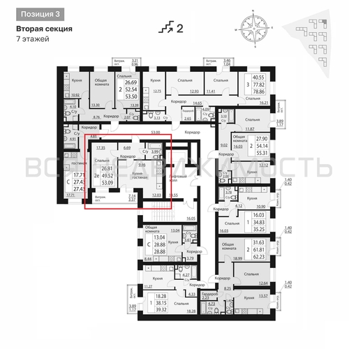 1-комнатная квартира, 52.96кв.м - изображение 1