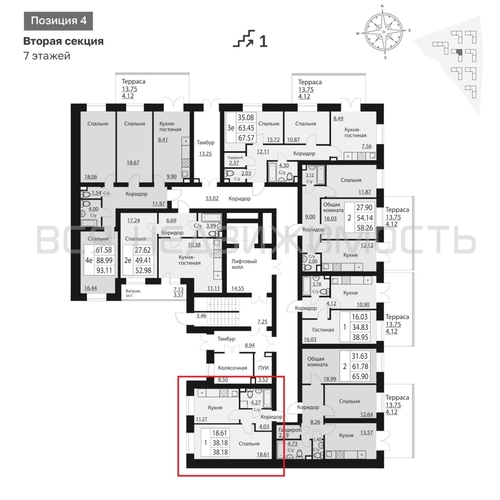 1-комнатная квартира, 38.08кв.м - изображение 1