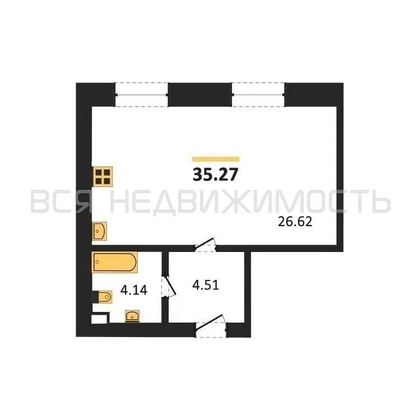квартира-студия, 35,27кв.м. квартира-студия, 35,27кв.м. - изображение