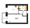 1-комнатная квартира, 39.24кв.м - изображение 1 1-комнатная квартира, 39.24кв.м - изображение 1