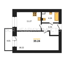 1-комнатная квартира, 39.24кв.м - изображение 1