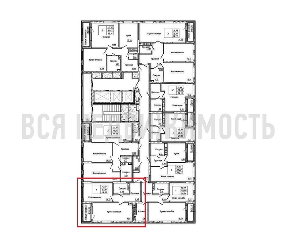 1-комнатная квартира, 48.87кв.м - изображение 1