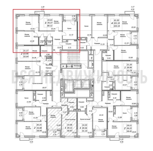 3-комнатная квартира, 80.12кв.м - изображение 1