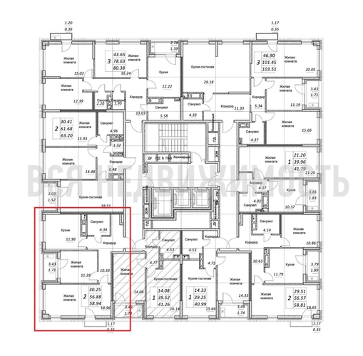 2-комнатная квартира, 58.94кв.м - изображение 1