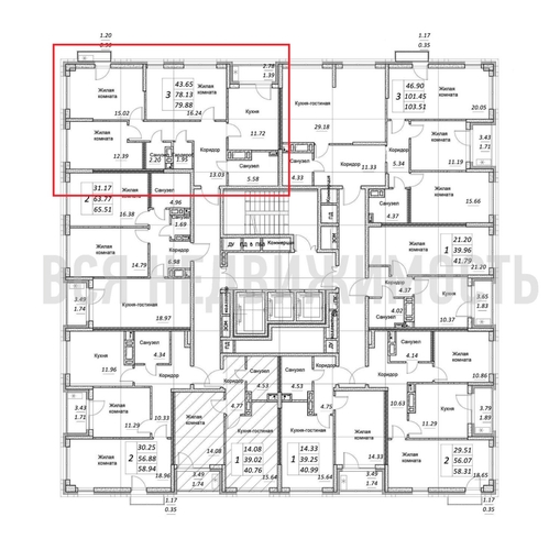 3-комнатная квартира, 79.88кв.м - изображение 1