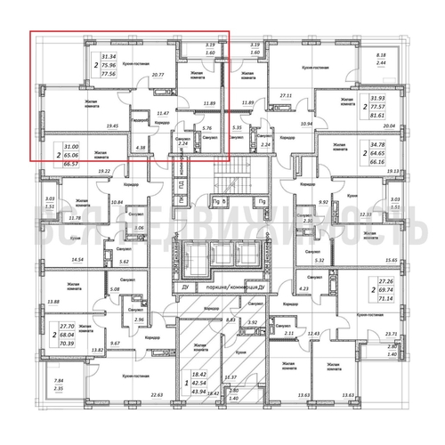 2-комнатная квартира, 77.56кв.м - изображение 1