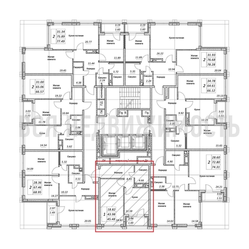 1-комнатная квартира, 45.48кв.м - изображение 1