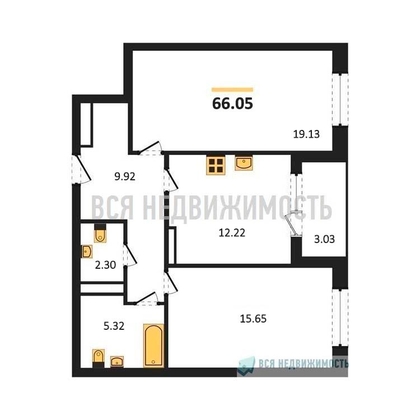 2-комнатная квартира, 66.05кв.м - изображение