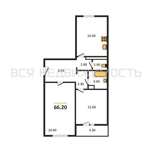 2-комнатная квартира, 66.2кв.м - изображение 0