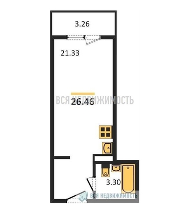 квартира-студия, 26,46кв.м. - изображение