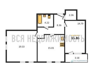 2-комнатная квартира, 65.86кв.м - изображение 1
