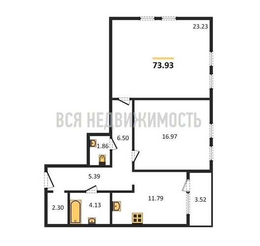 2-комнатная квартира, 73.93кв.м - изображение 0