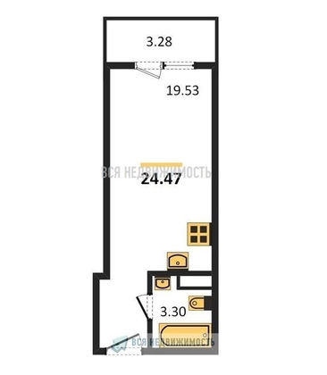 квартира-студия, 24,47кв.м. - изображение