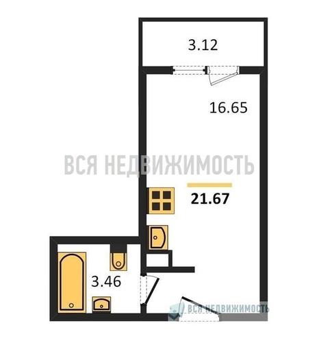 квартира-студия, 21,67кв.м. - изображение 0