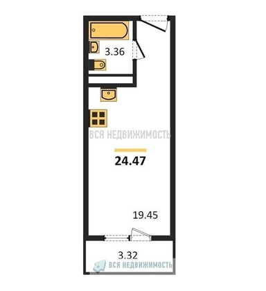 квартира-студия, 24,47кв.м. - изображение