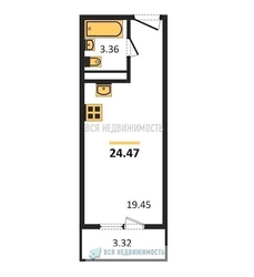 квартира-студия, 24,47кв.м. квартира-студия, 24,47кв.м. - изображение 1