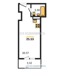 квартира-студия, 25,53кв.м. квартира-студия, 25,53кв.м. - изображение 1