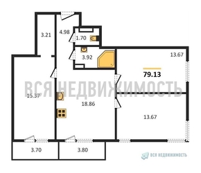 3-комнатная квартира, 79.13кв.м 3-комнатная квартира, 79.13кв.м - изображение 1