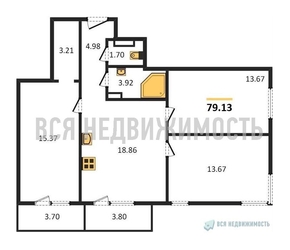 3-комнатная квартира, 79.13кв.м - изображение 1