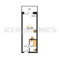 квартира-студия, 21,74кв.м. квартира-студия, 21,74кв.м. - изображение 1