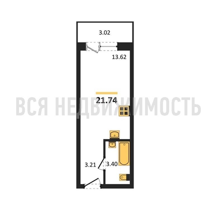 квартира-студия, 21,74кв.м. квартира-студия, 21,74кв.м. - изображение