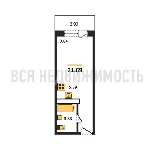 квартира-студия, 21,69кв.м. - изображение 0