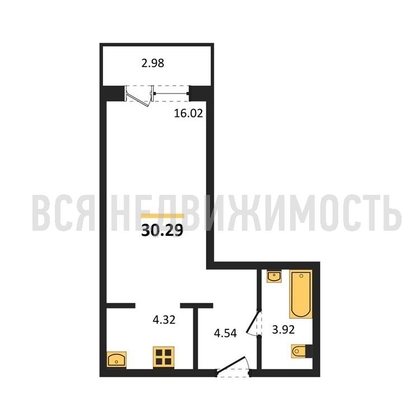 квартира-студия, 30,29кв.м. - изображение