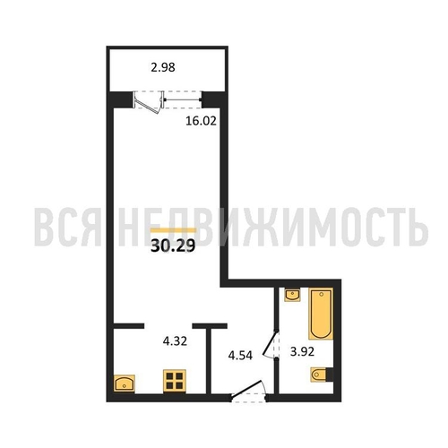 квартира-студия, 30,29кв.м. - изображение 0