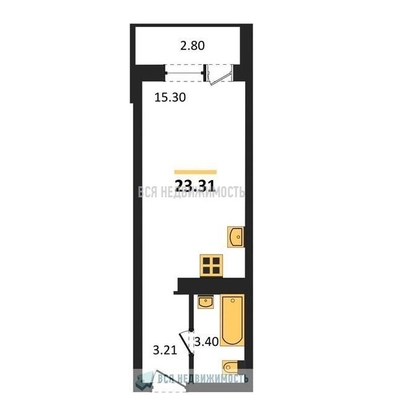 квартира-студия, 23,31кв.м. - изображение
