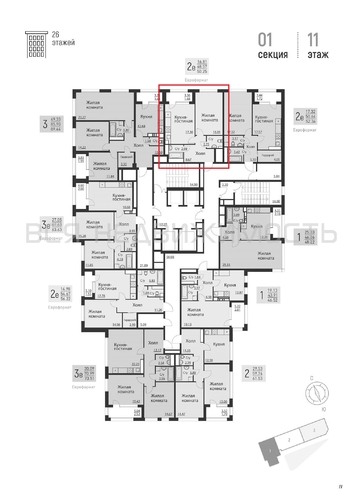 1-комнатная квартира, 50.92кв.м - изображение 1