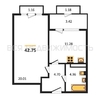 1-комнатная квартира, 42.75кв.м - изображение 1 1-комнатная квартира, 42.75кв.м - изображение 1