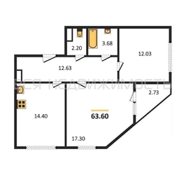 2-комнатная квартира, 63.6кв.м - изображение 1