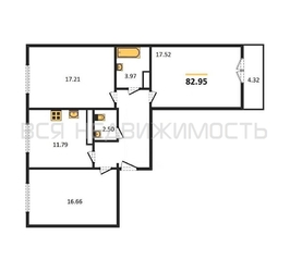 3-комнатная квартира, 82.95кв.м 3-комнатная квартира, 82.95кв.м - изображение 1