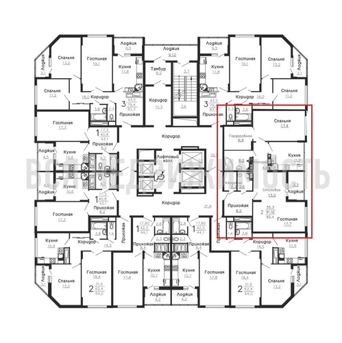 2-комнатная квартира, 92.4кв.м - изображение 1