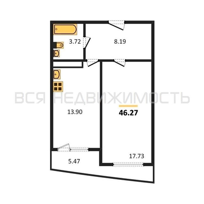 1-комнатная квартира, 48кв.м - изображение