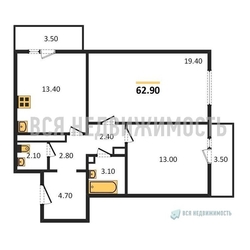 2-комнатная квартира, 62.9кв.м - изображение 1