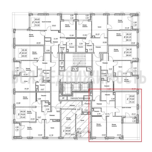 2-комнатная квартира, 75.13кв.м - изображение 1