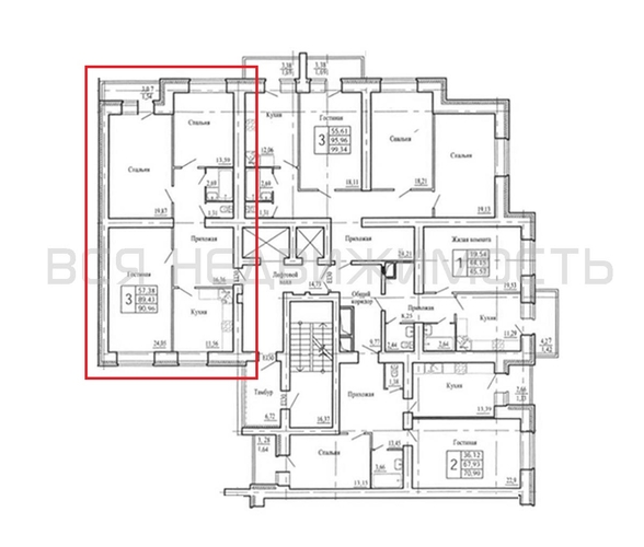 3-комнатная квартира, 91.8кв.м - изображение 1