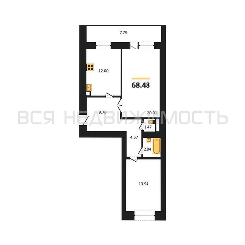 2-комнатная квартира, 70.2кв.м - изображение 0