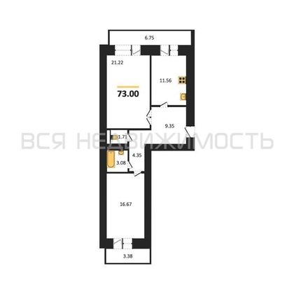 2-комнатная квартира, 73.8кв.м - изображение