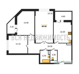 3-комнатная квартира, 84кв.м 3-комнатная квартира, 84кв.м - изображение 1